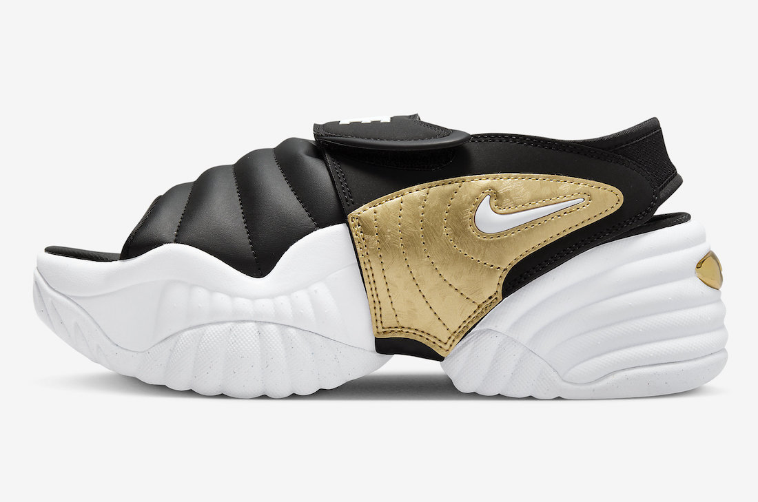 Nike Air Adjust Force Sandal Surfaces in Black, White, and Metallic Gold