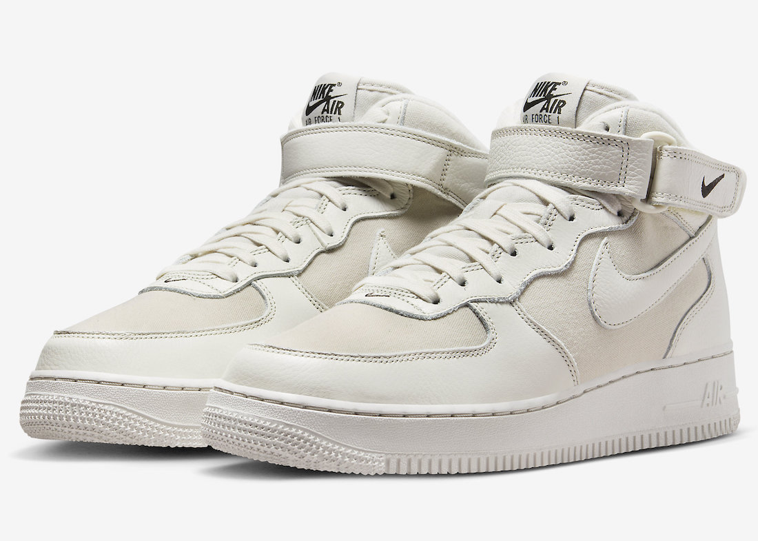 Nike Adds Canvas To The Air Force 1 Mid “Light Bone”