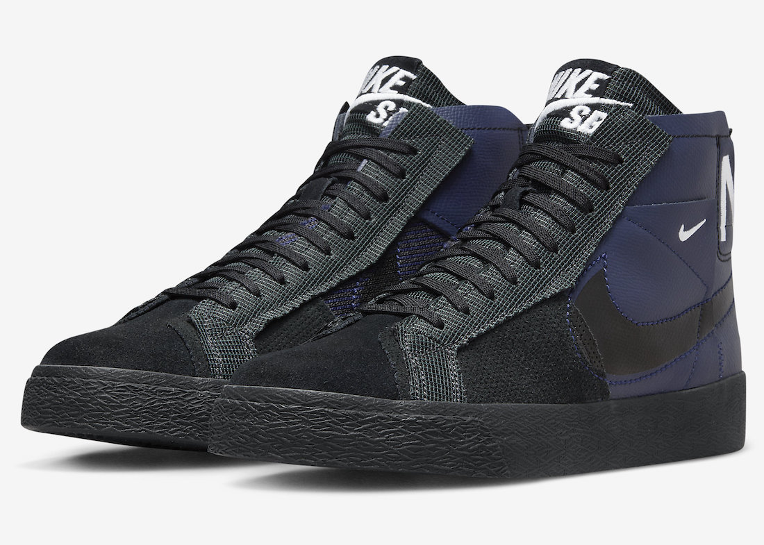 Nike SB Blazer Mid Premium Surfaces in Navy and Black