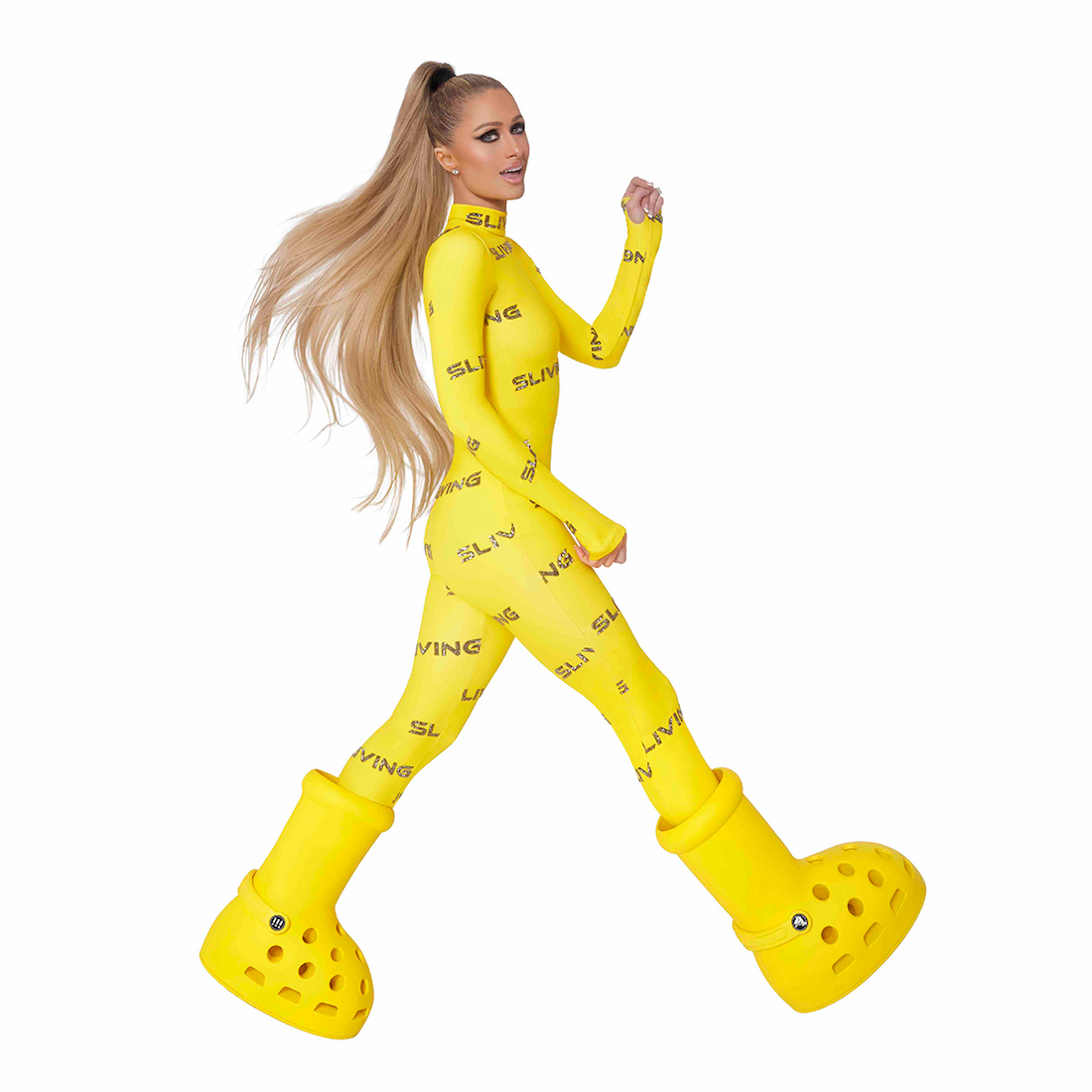 Paris Hilton Crocs MSCHF Big Red Boot Yellow