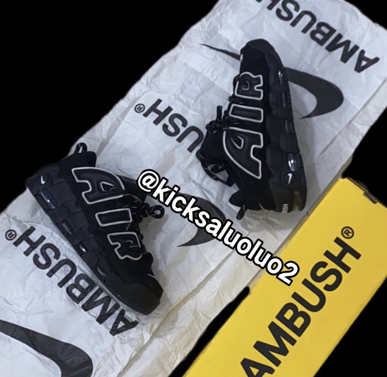 AMBUSH Nike Air More Uptempo Low Black White Packaging