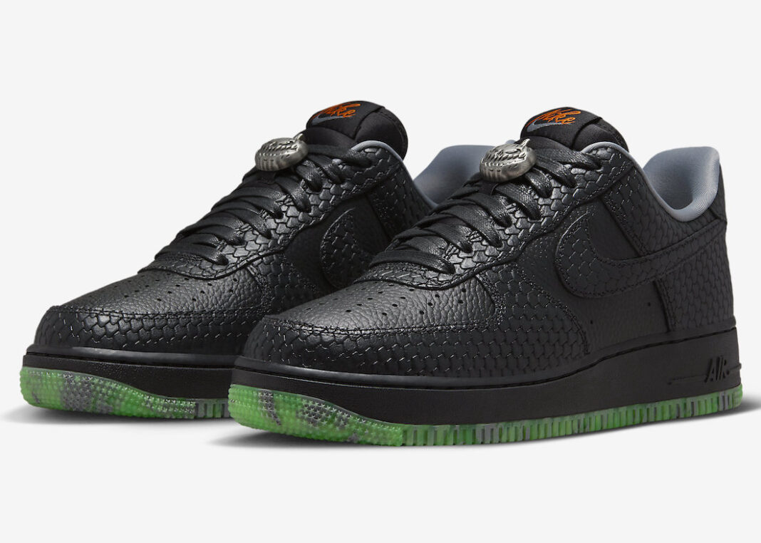 Nike Air Force 1 Low Halloween FQ8822-084 covered in reptile skin