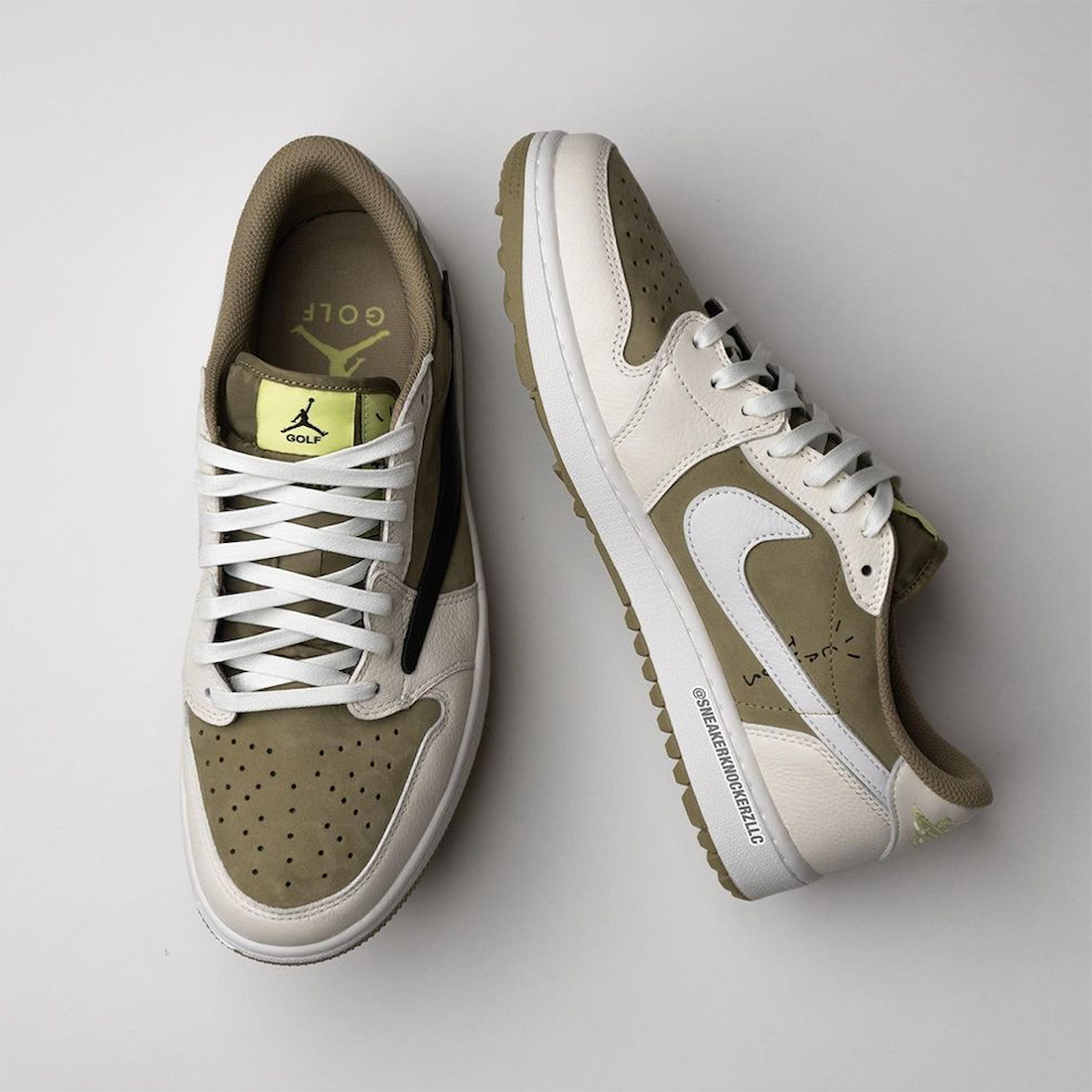 100 Olive FZ3124 - Travis Scott x Nike jordan 1 low mint1 Retro GS