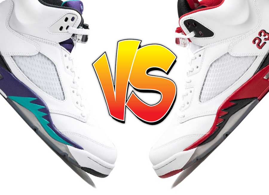 Air Jordan 5 Grape vs Air Jordan 5 Fire Red Comparison