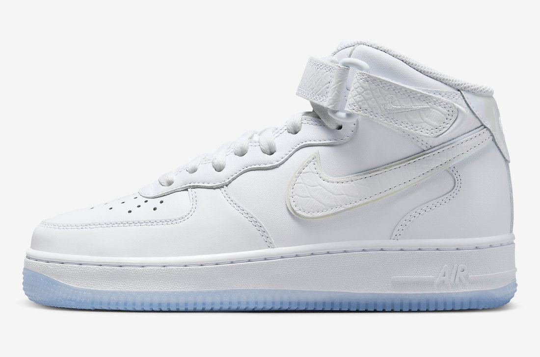 Nike Air Force 1 Mid White Ice Reptile FN4274-100 Lateral Side