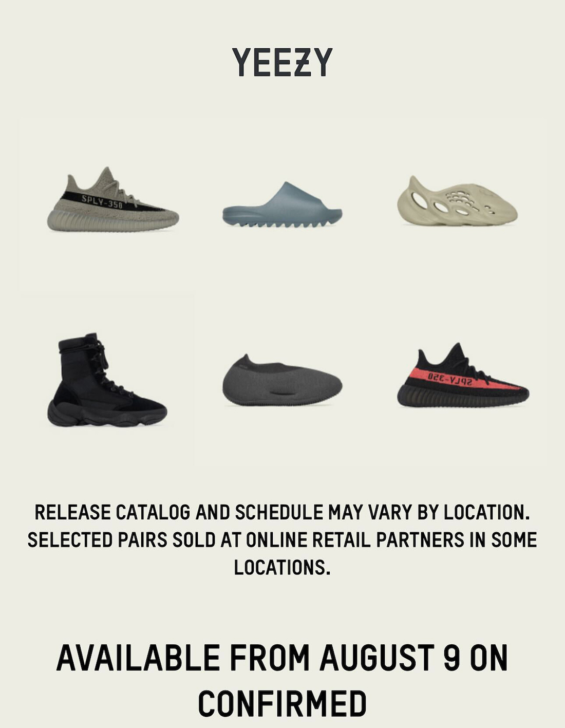adidas Yeezy August 9 2023 Releases