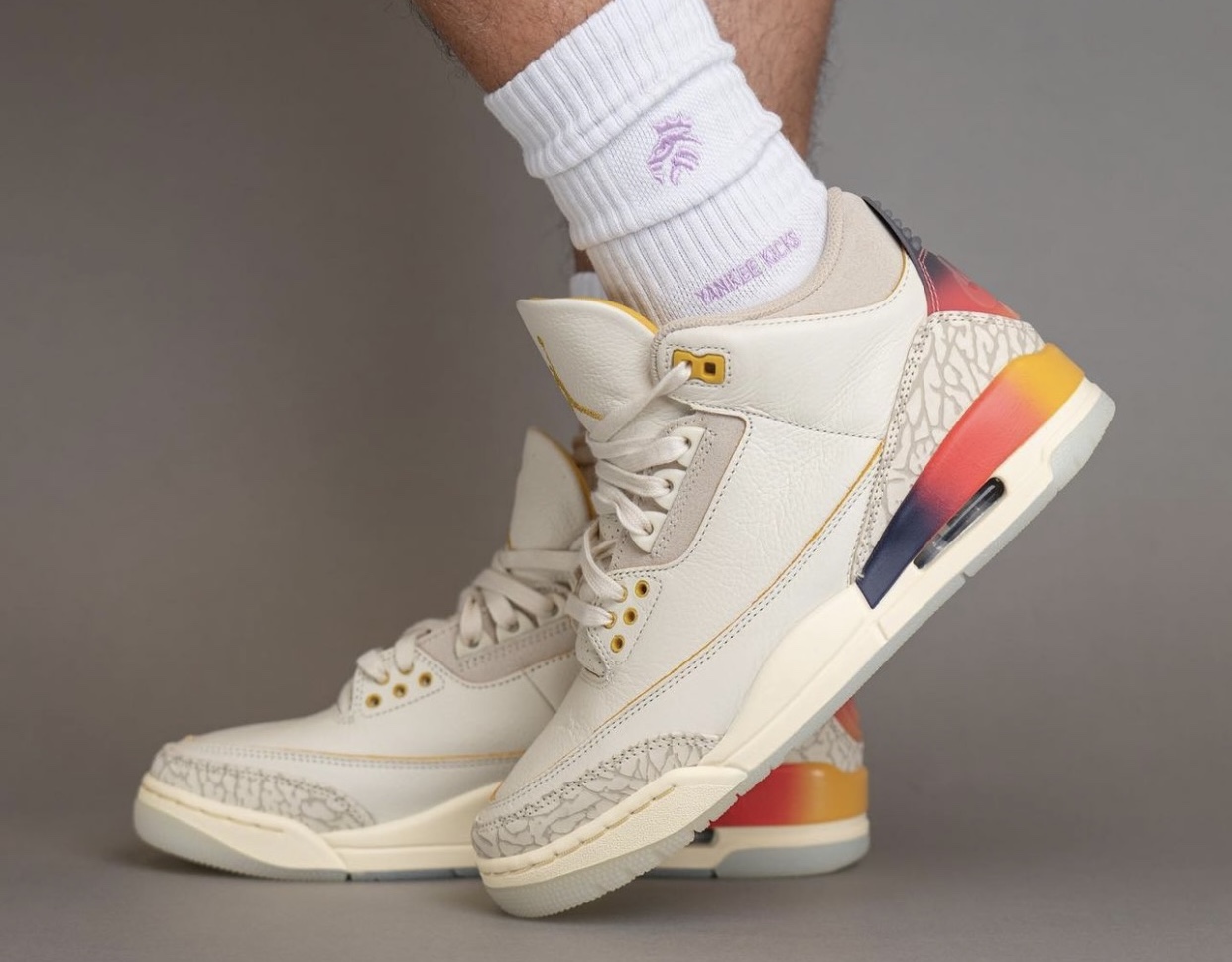 EARLY LOOK!! JORDAN 3 J BALVIN SUNSET DETAILED REVIEW & ON FEET W LACE  SWAPS!! 