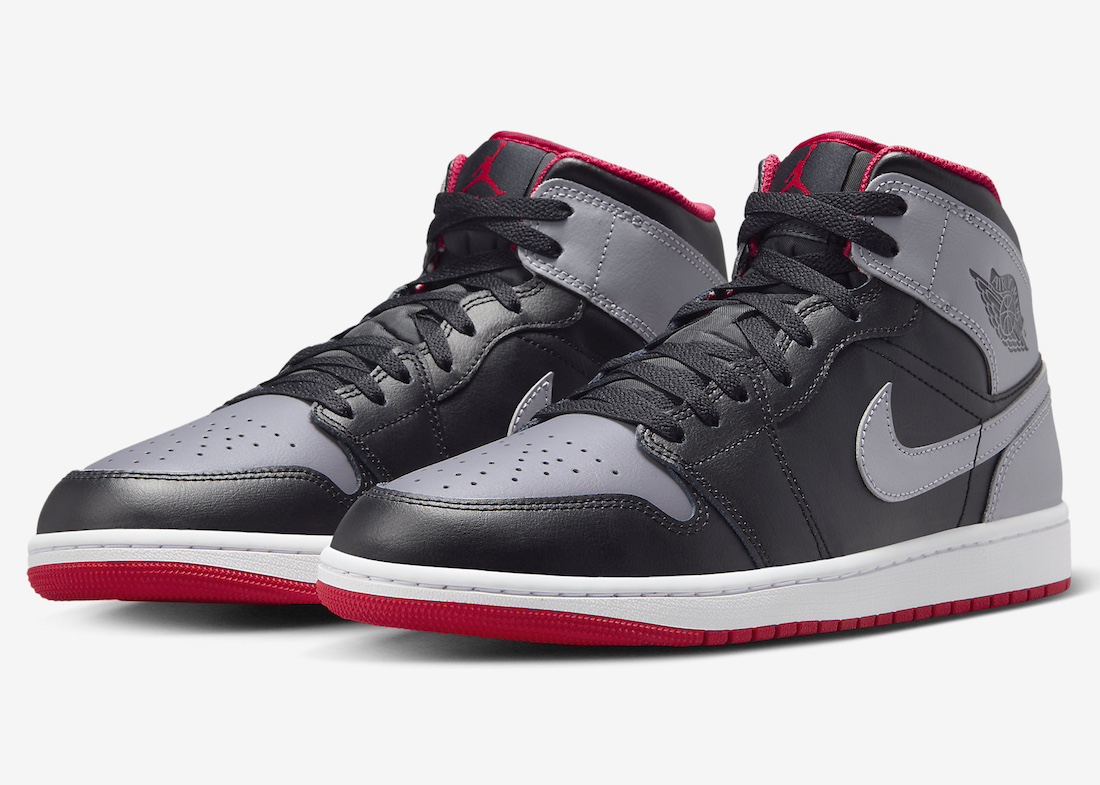 Fire Red Details Added To The Air Jordan 1 Mid “Shadow”