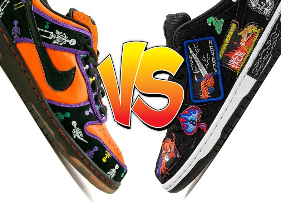 Nike SB Dunk Low Day of the Dead vs Neckface Comparison