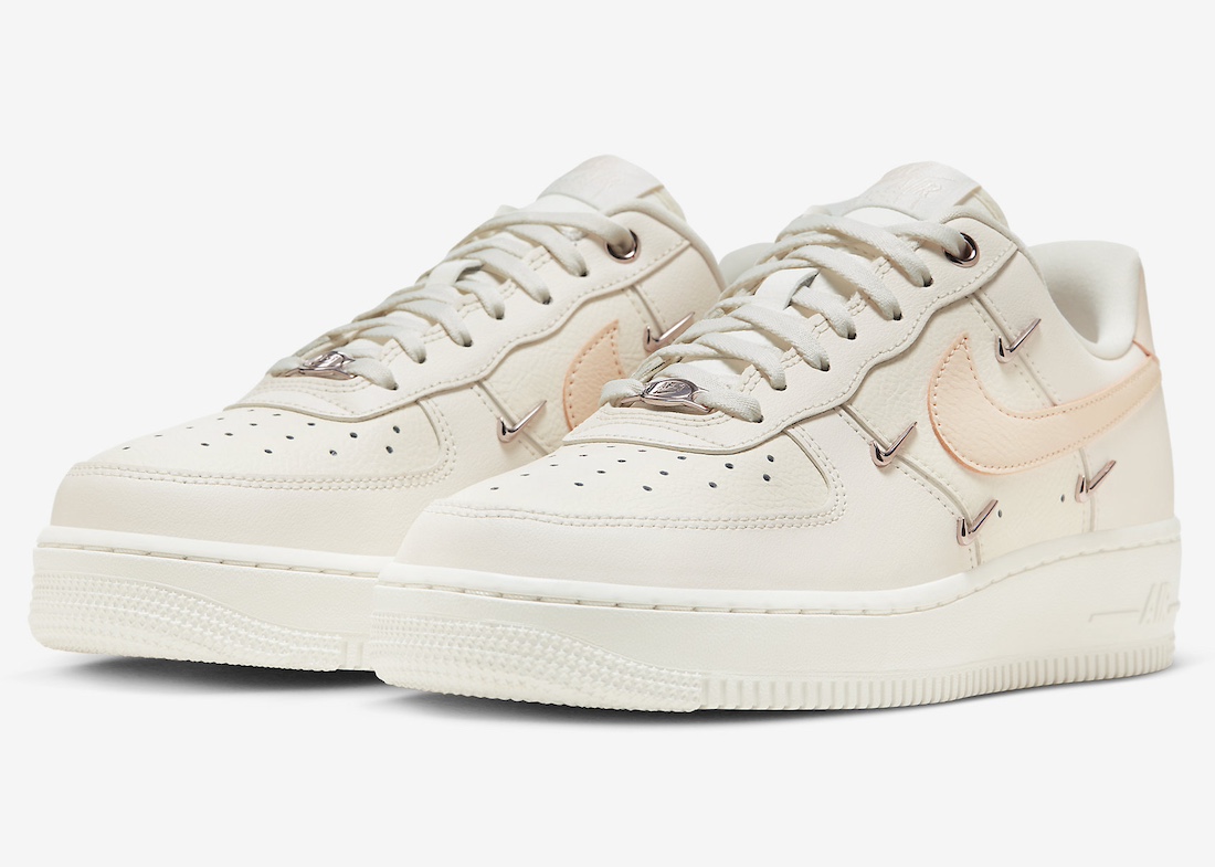 Nike Air Force 1 Low “Sail/Melon Tint” Covered With Metal Swooshes