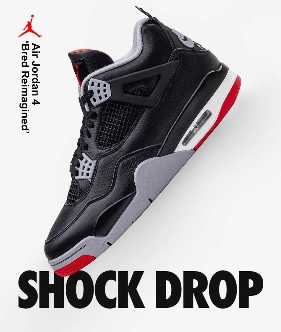 Air Jordan 4 Bred Reimagined Shock Drop (March 2024)