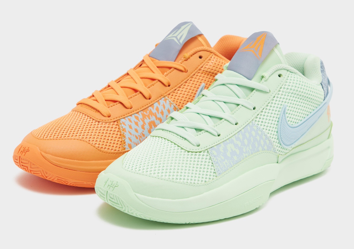 The Mismatched Nike Ja 1 “Bright Mandarin/Vapor Green” Releases April 2024