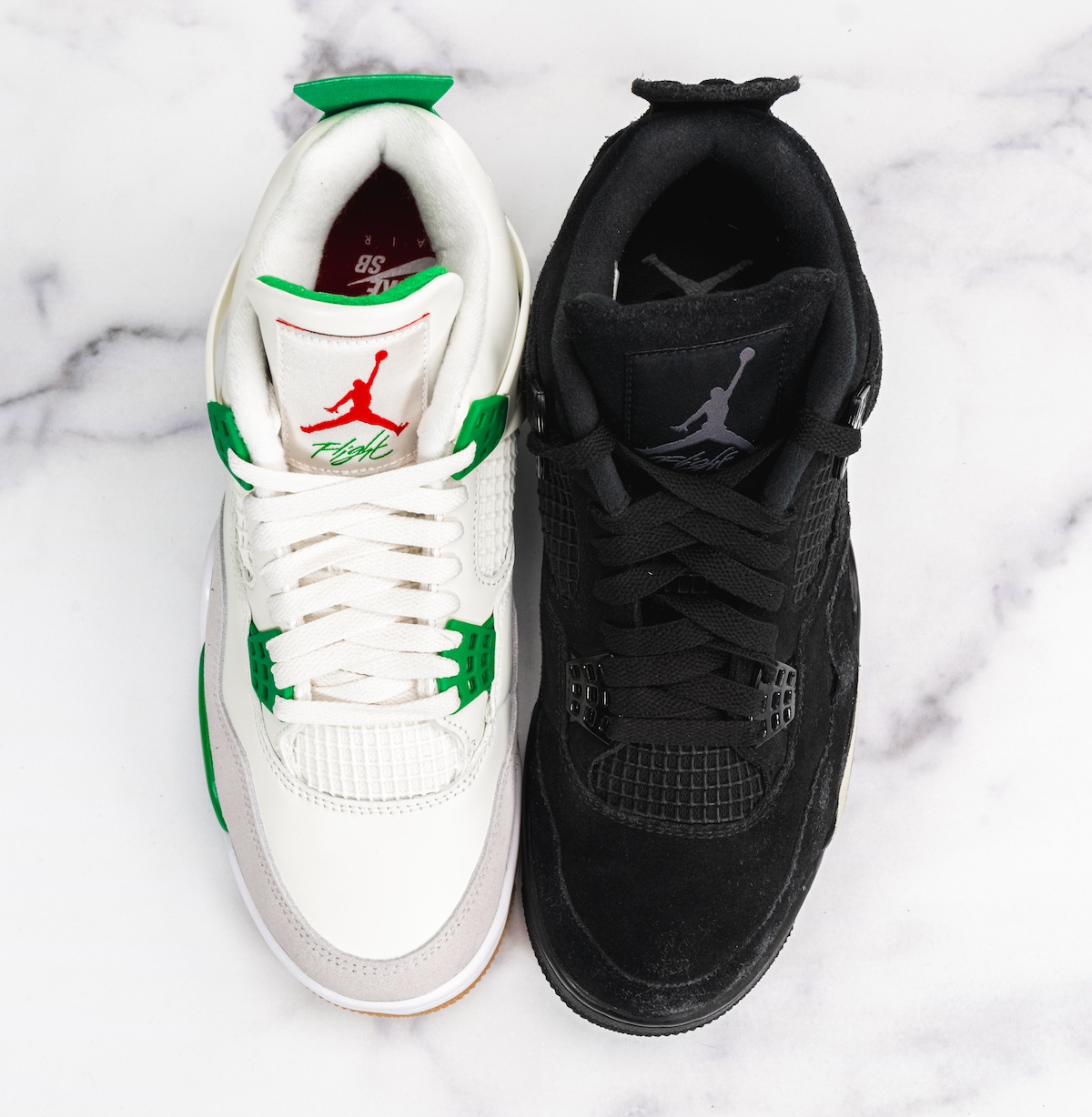 Nike SB Air Jordan 4 Black Cat Pine Green Comparison 3