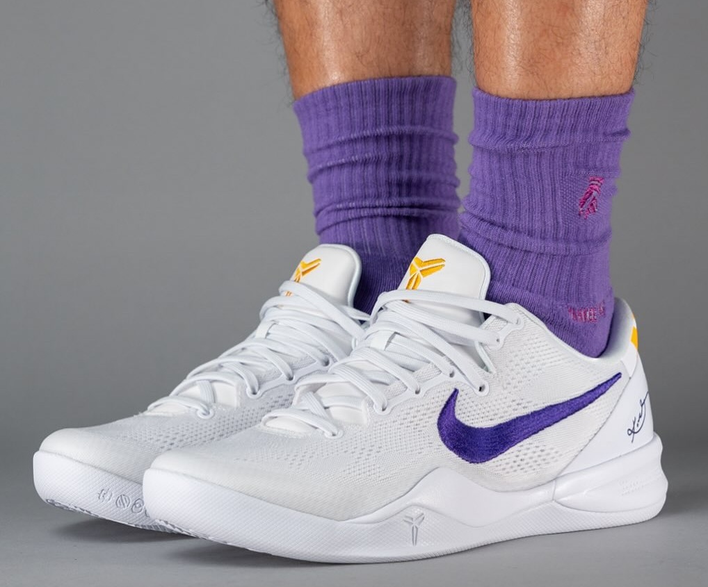 Nike Kobe 8 Protro Lakers Home On Feet HF9550 100 1