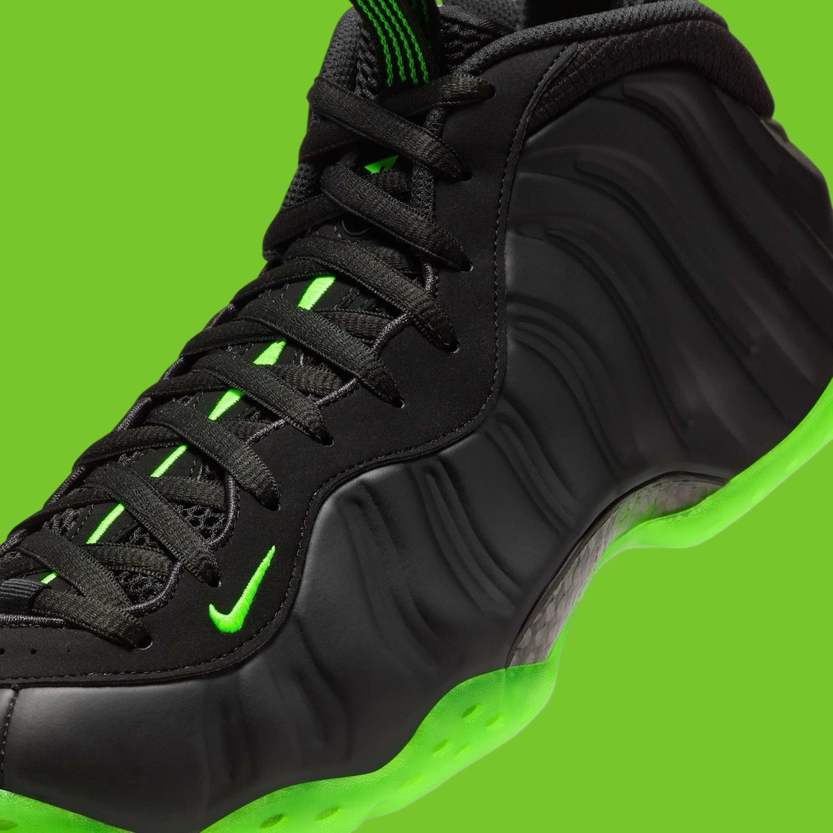 Neon green foamposites best sale