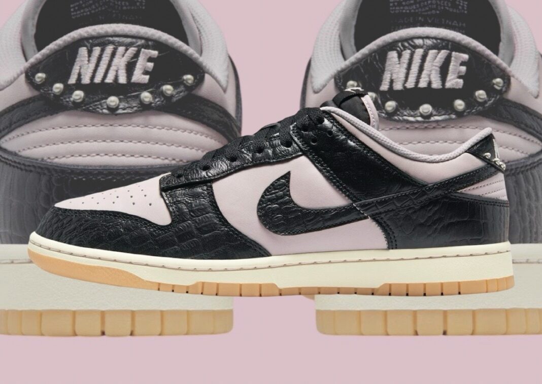 Nike Dunk Low Pink Black Croc 2024 1068x757