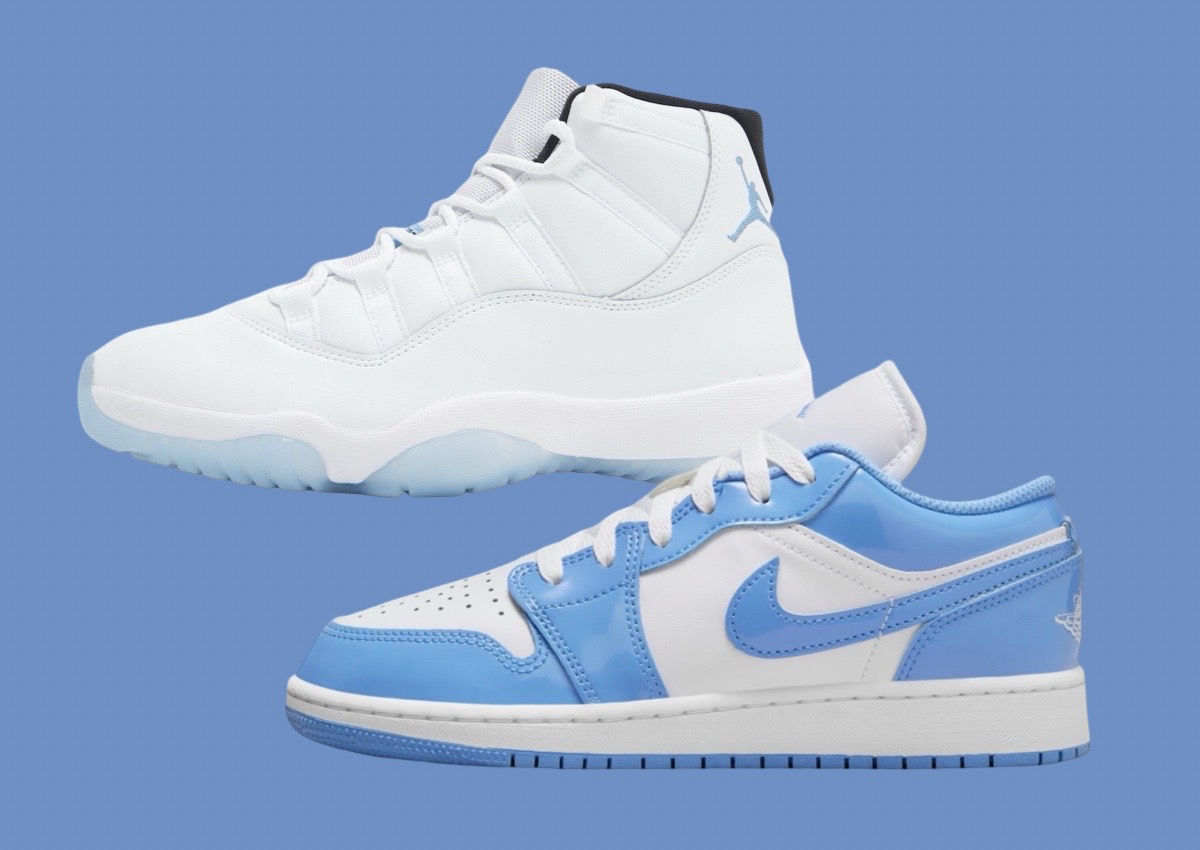 Jordans white and light blue online