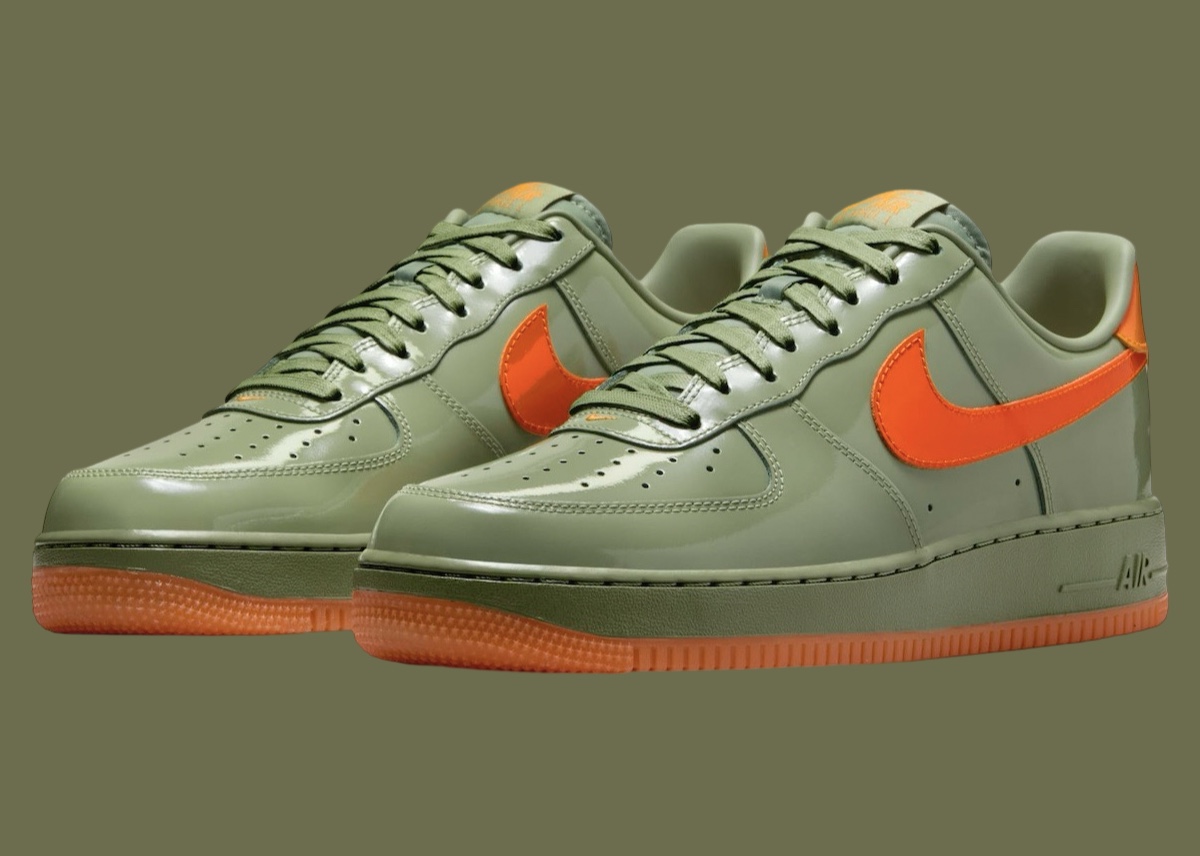 Nike Air Force 1 Low Premium Oil Green Safety Orange HJ9118-386