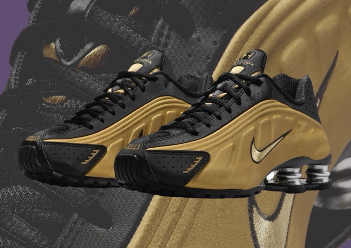 Nike shox gold best sale