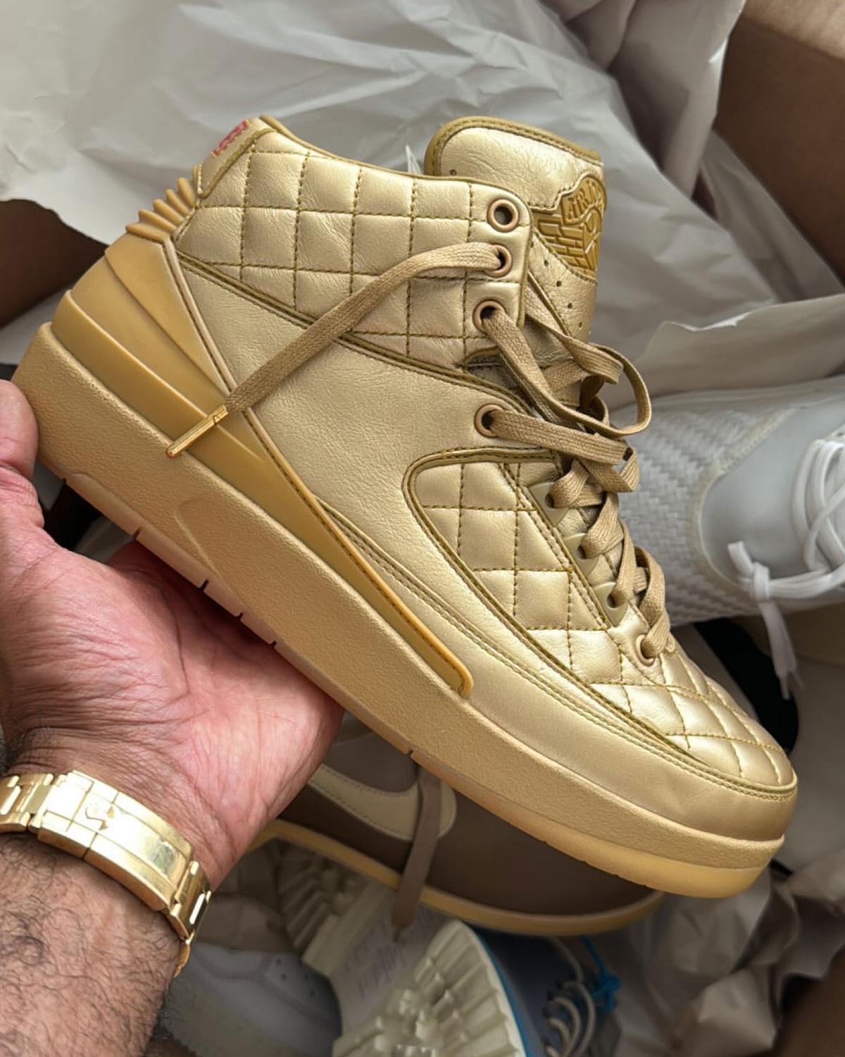 Don C x Air Jordan 2 Gold Sample