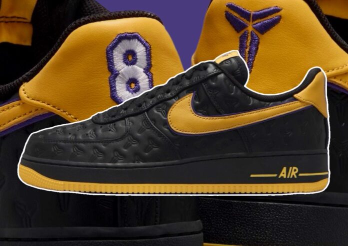 Kobe Bryant Nike Air Force 1 Low Black Varsity Maize HV5122 001 Release Date 696x493