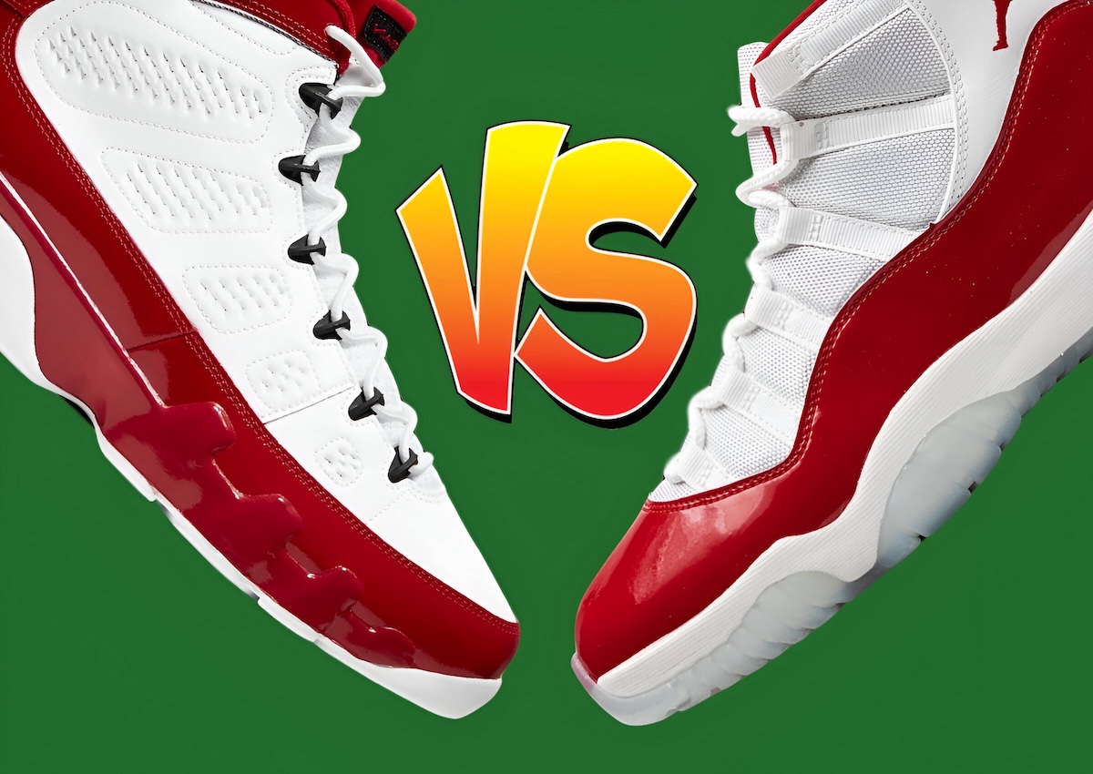 Air Jordan 9 Gym Red vs Air Jordan 11 Varsity Red Comparison