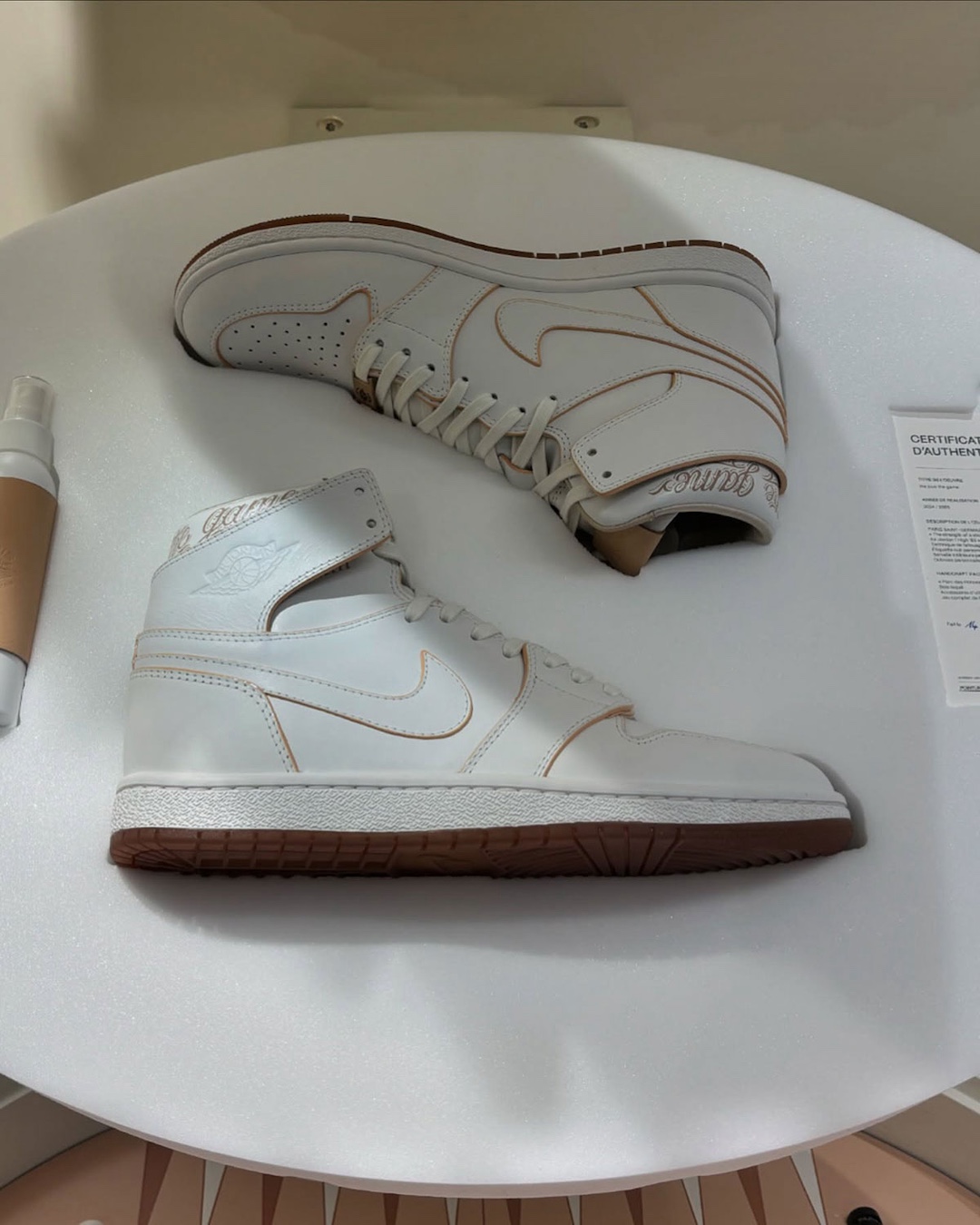 Side view of the PSG x Air Jordan 1 “Wings” with iconic '85 silhouette.