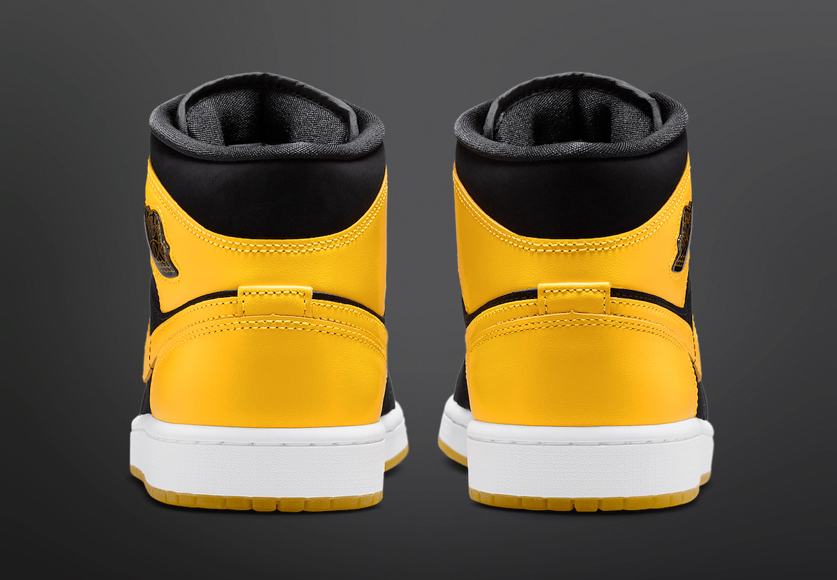 Back view of Air Jordan 1 Mid New Love 2025 featuring clean heel design