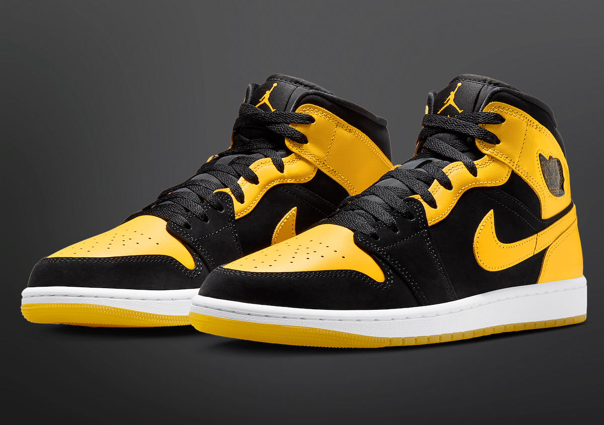 Air Jordan 1 Mid New Love 2025 in black suede and yellow leather