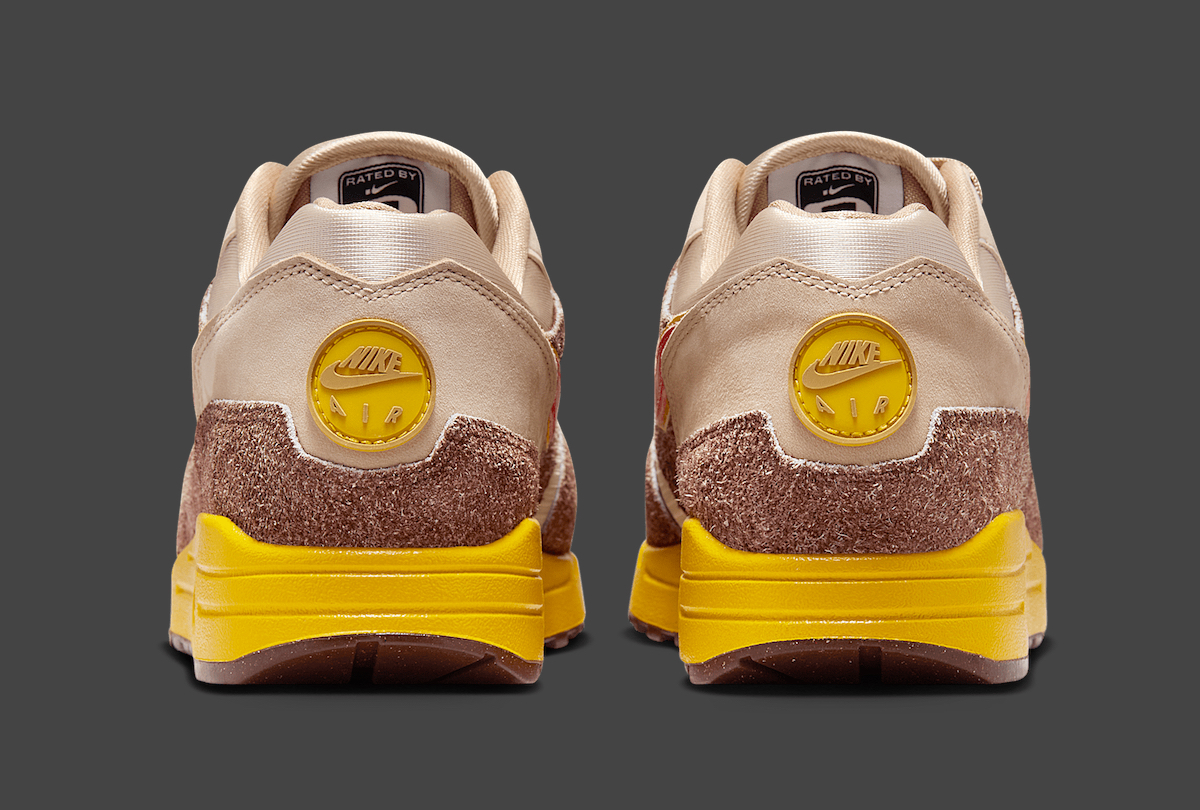 Back view of the sneakers showcasing coin-inspired Nike Air branding.