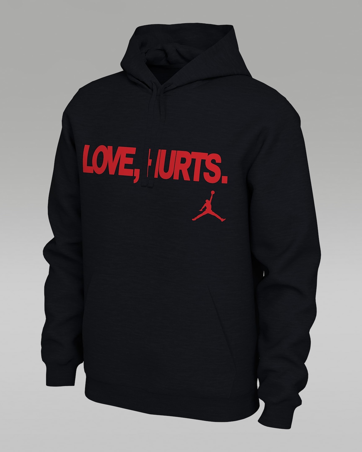 Jalen Hurts Jordan Hoodie with bold red “Love, Hurts.” text and Jumpman logo