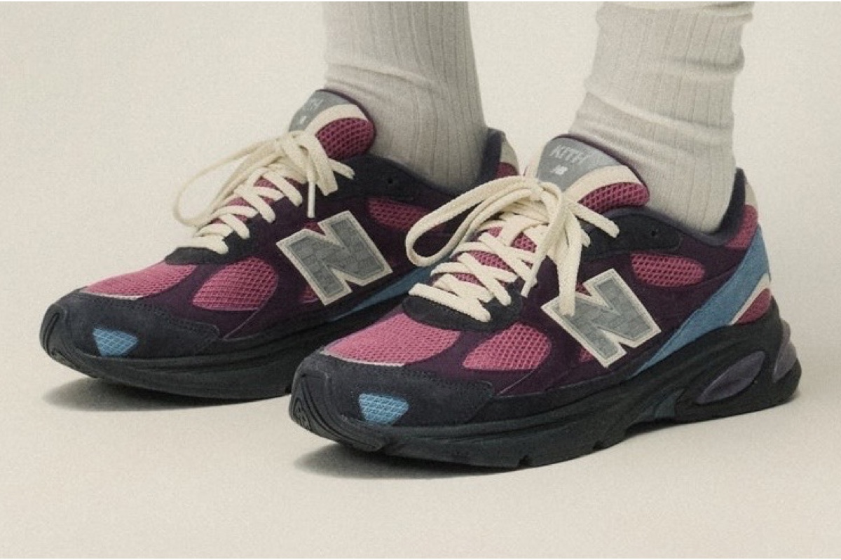 Kith x New Balance 2010 in pink, purple, and blue colorway with mesh and suede upper