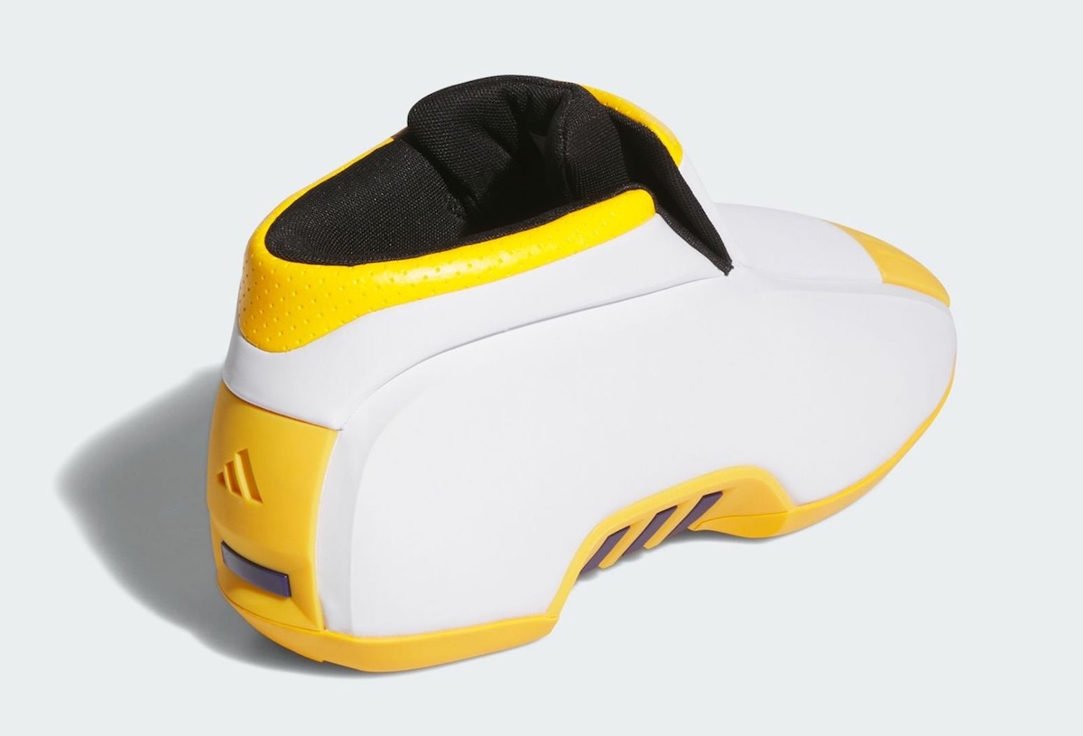 adidas Crazy 2 All-Star 2025 - Rear view highlighting the sculpted heel, yellow adidas logo, and Lakers-inspired accents.