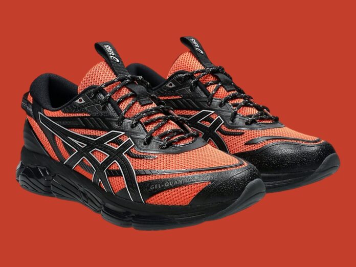 ASICS Gel-Quantum 360 VIII Lack of Guidance collaboration in vibrant orange and black with signature GEL cushioning.