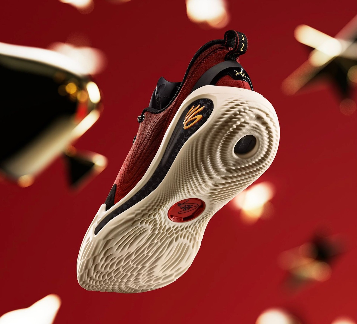 outsole of Curry 12 FamLAY PE featuring signature design elements