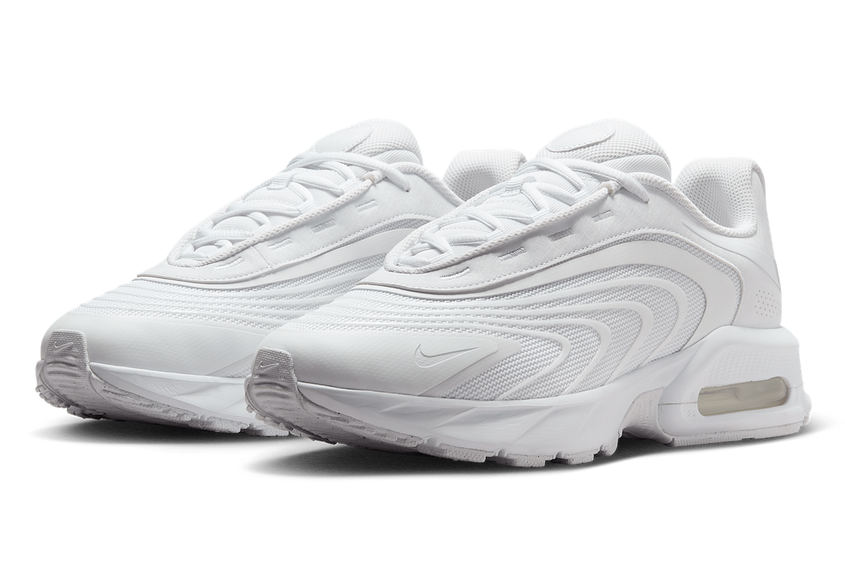 Nike Air Max Fire in Triple White colorway side view