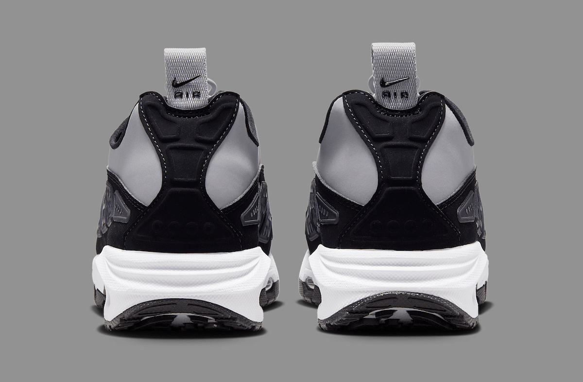Rear view of Nike Air Max Sunder Silver Reflective featuring pull tabs and black detailing