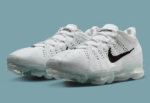 Nike Air VaporMax 2023 Flyknit White Black with translucent sole and Flyknit upper