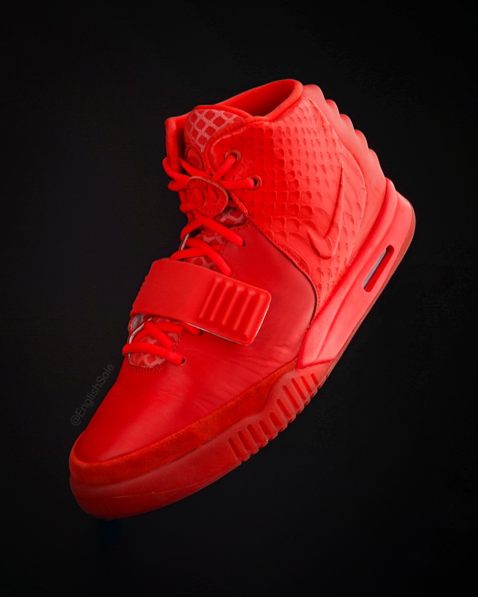 Side view of the Nike Air Yeezy 2 Red October Looksee Sample