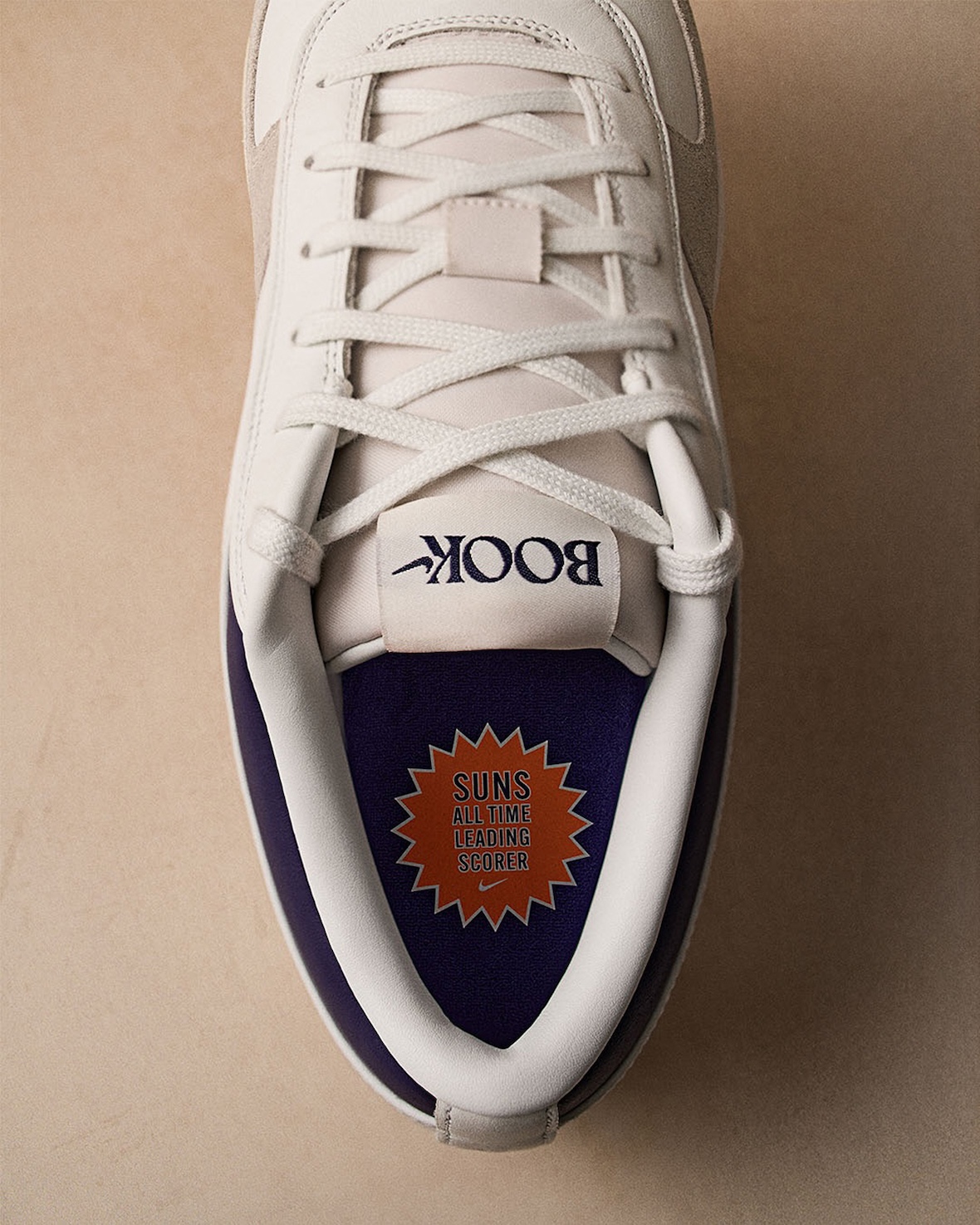 Insole of Nike Book 1 PE reading Suns All-Time Leading Scorer
