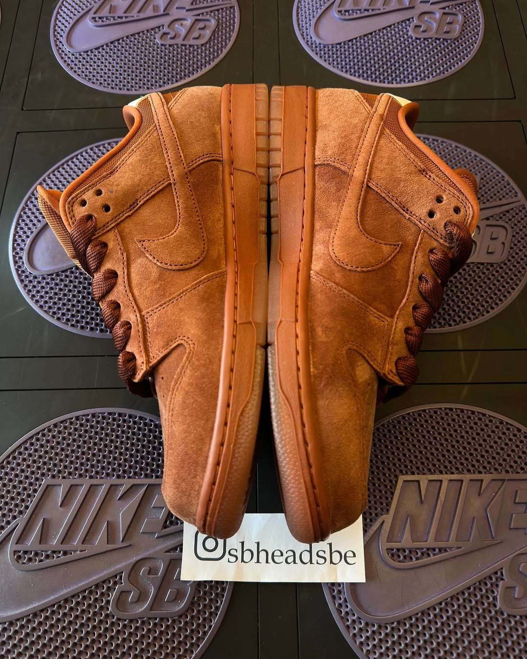 A close-up side view of the Nike SB Dunk Low Pro B "Cinnamon," emphasizing the suede texture, tonal Swoosh, and durable midsole.