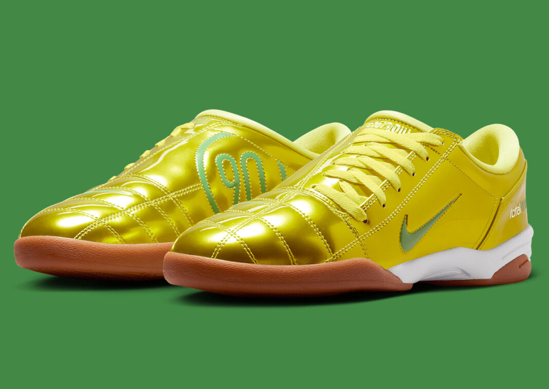 Nike Total 90 III SP Dynamic Yellow soccer-inspired sneakers with gum rubber outsole