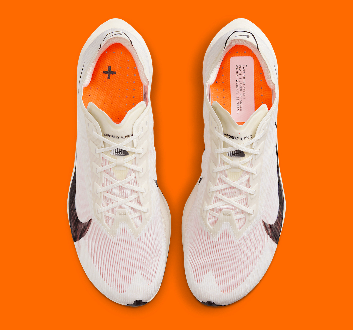 Nike Vaporfly 4 Proto Sail Total Orange top-down view