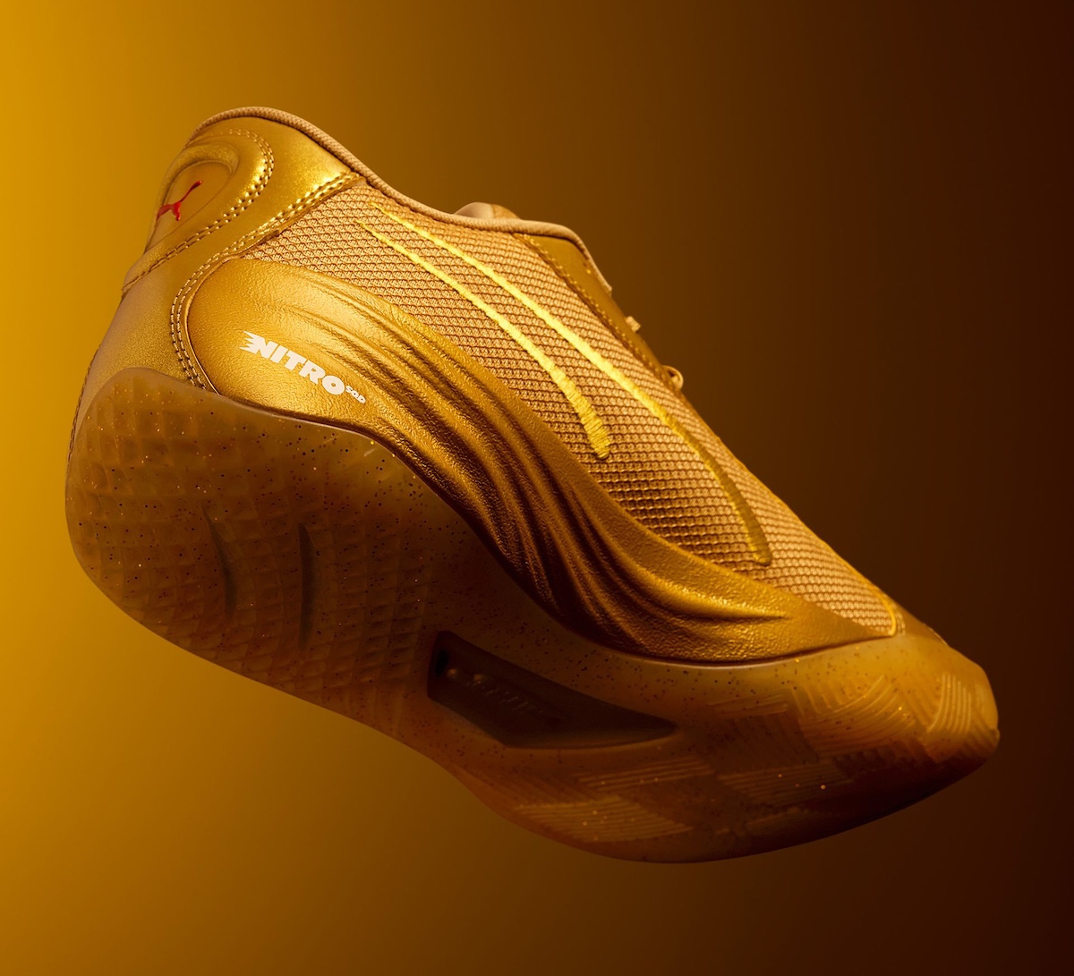 Outsole view emphasizing traction pattern and Nitro foam technology.