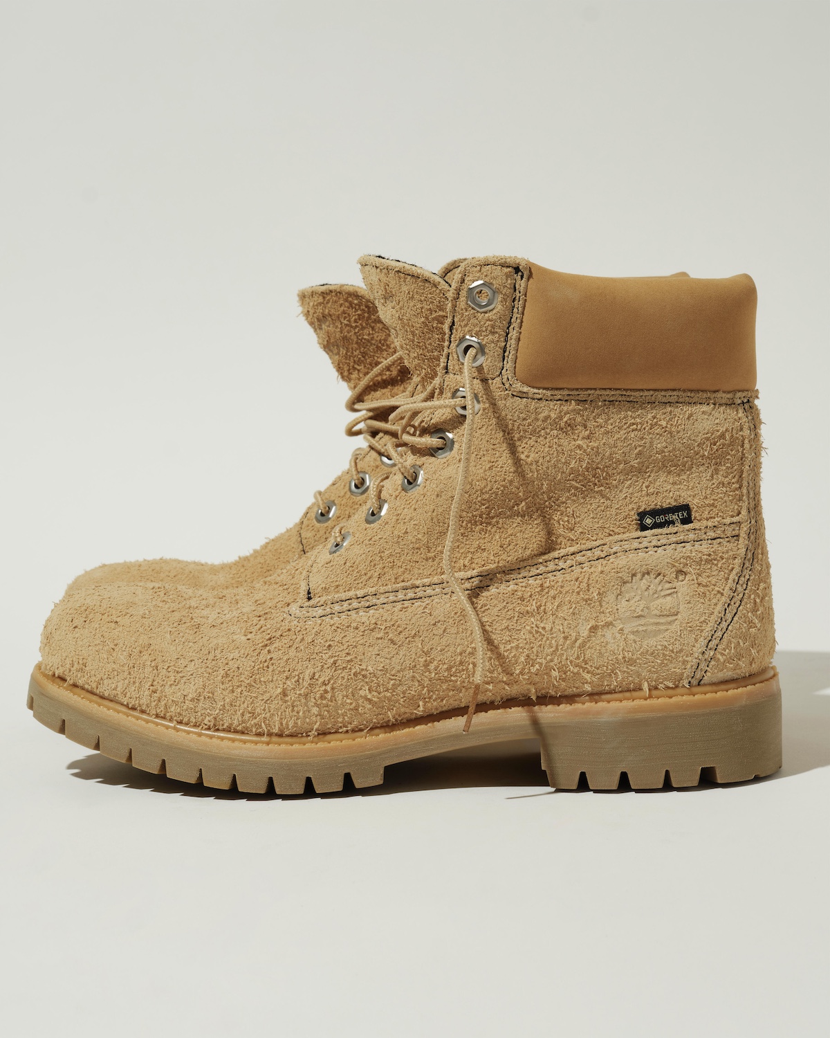 Timberland x nonnative 6-Inch Waterproof Boot front view featuring hairy suede upper and GORE-TEX waterproof membrane