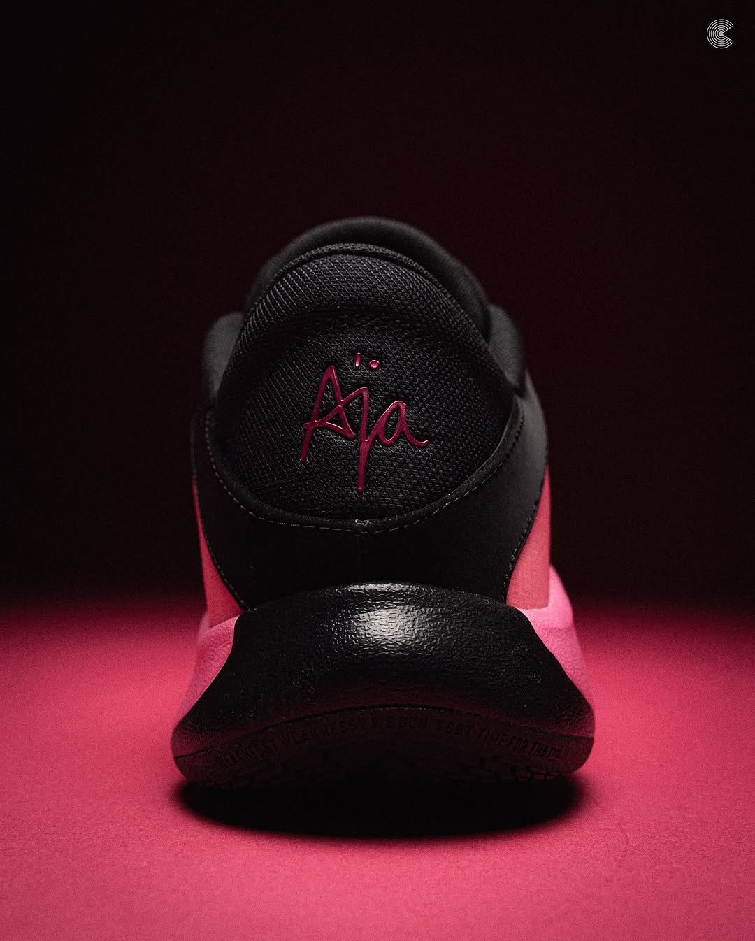 Back view of the Nike A’One highlighting A’ja Wilson’s embroidered heel logo.