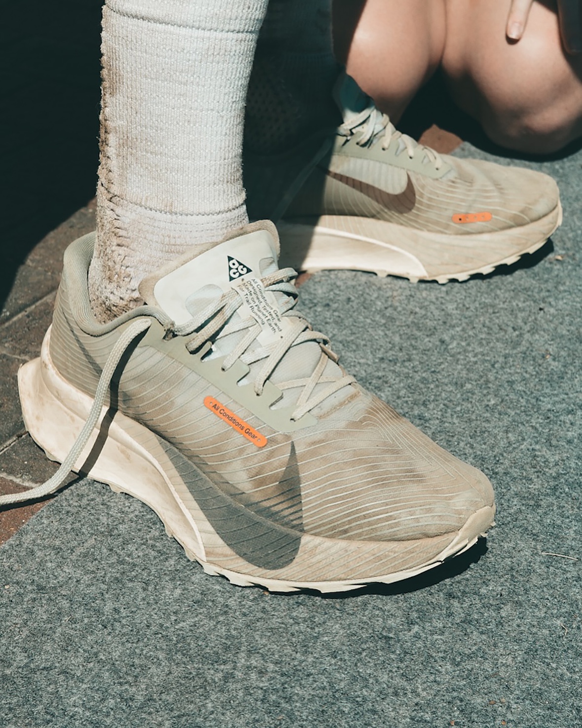 Close-up of the Nike ACG Ultrafly 2 showcasing its rugged upper and Vibram outsole.