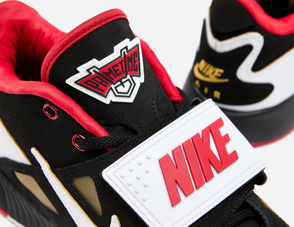 Close-up of the Nike LeBron 21 Prime 93 tongue patch featuring Deion Sanders tribute