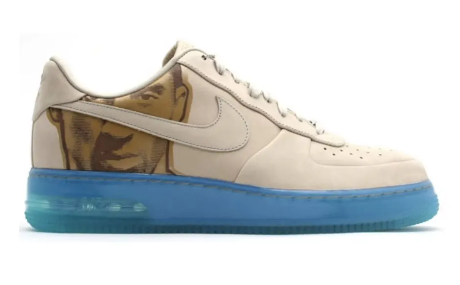 Kobe Bryant Nike Air Force 1 Low 2007 Linen University Blue with portrait graphic on heel