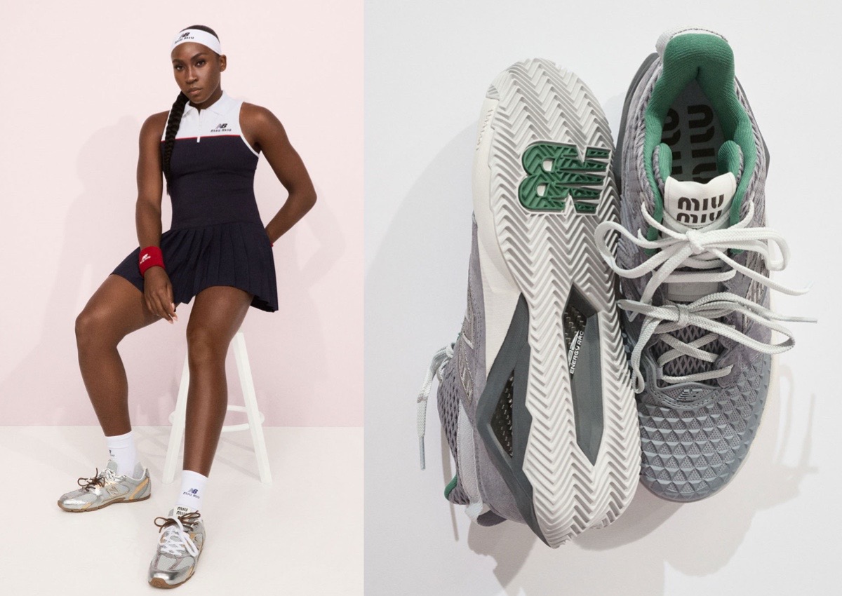 Coco Gauff präsentiert Stil mit der Miu Miu x New Balance Kollektion.